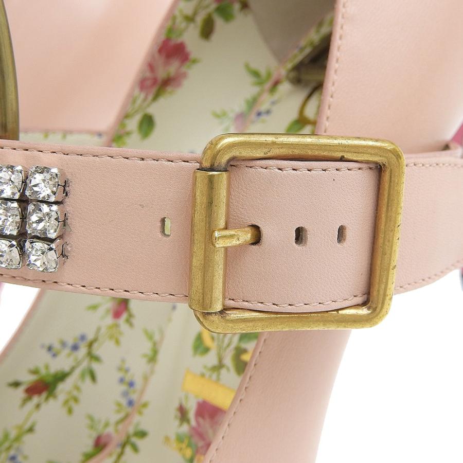 GUCCI（グッチ） パンプス 花柄 フラワー レザー ラインストーン