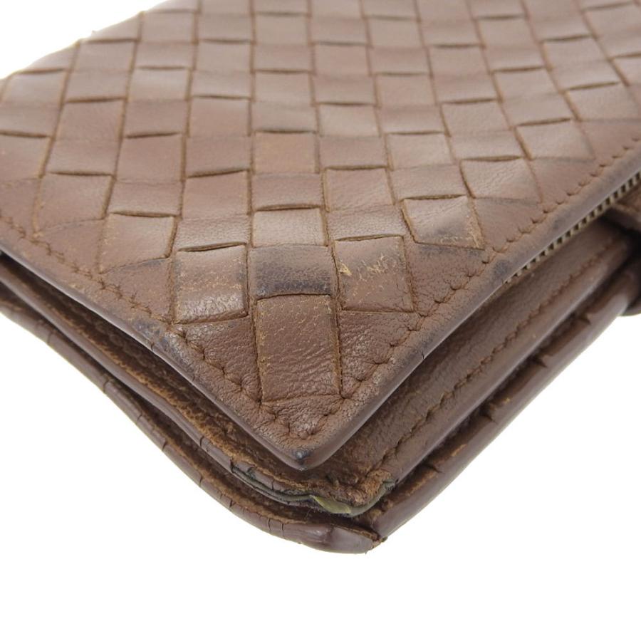 【本物保証】 ボッテガヴェネタ BOTTEGA VENETA イントレチャート ファスナー付 二つ折り財布 レザー ブラウン BOTTEGA VENETA（ボッテガ・ヴェネタ） イントレチャート ファスナー付