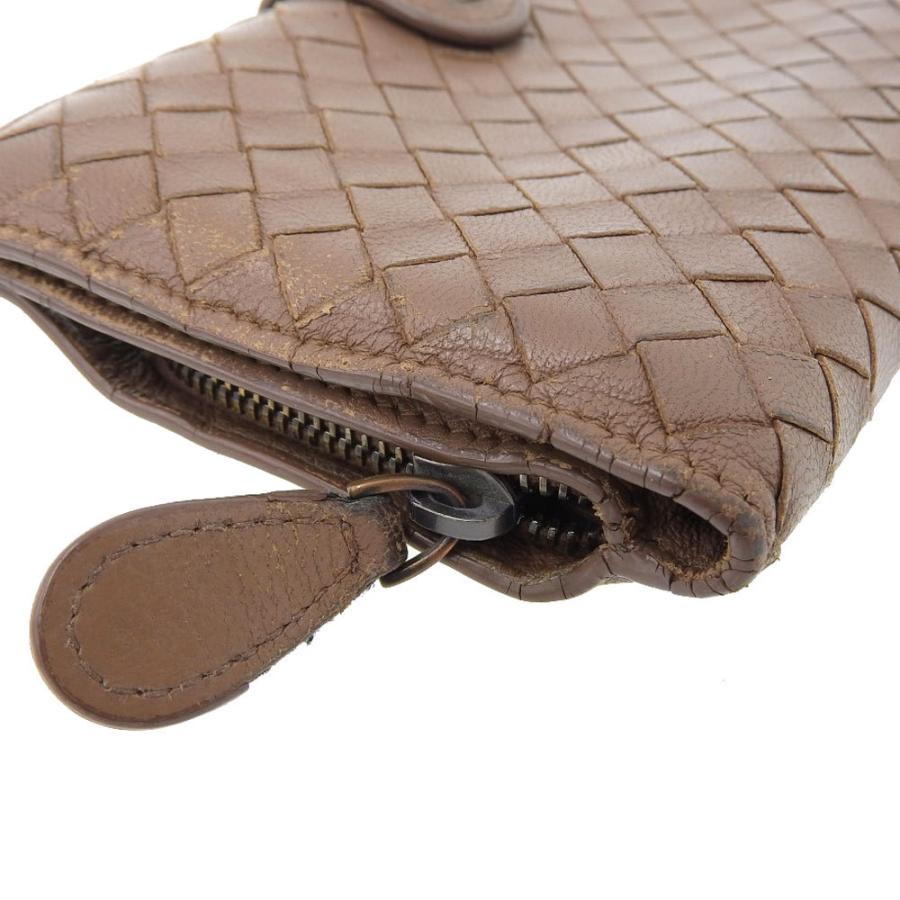 【本物保証】 ボッテガヴェネタ BOTTEGA VENETA イントレチャート ファスナー付 二つ折り財布 レザー ブラウン BOTTEGA VENETA（ボッテガ・ヴェネタ） イントレチャート ファスナー付