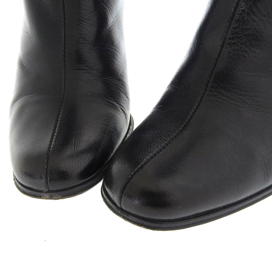 GUCCI グッチ GGインターロッキング レザー ロングブーツ 36 約23㎝ GUCCI（グッチ） ロングブーツ インターロッキングG ロゴ 靴 レザー 黒