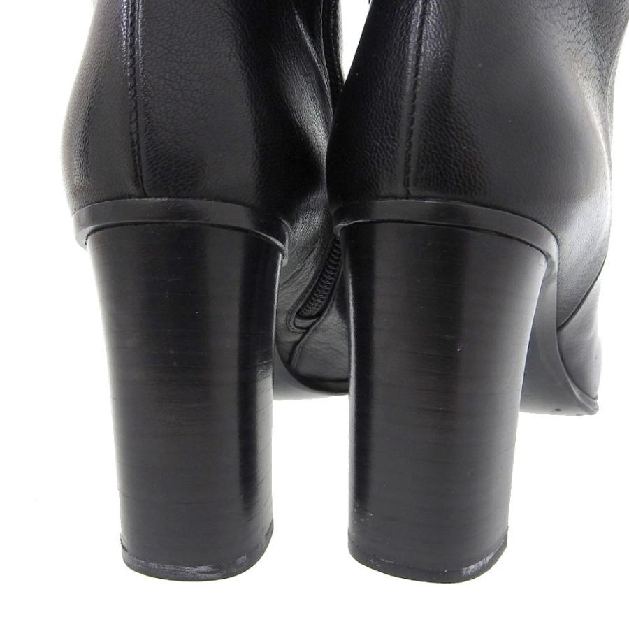 GUCCI（グッチ） ロングブーツ インターロッキングG ロゴ 靴 レザー 黒