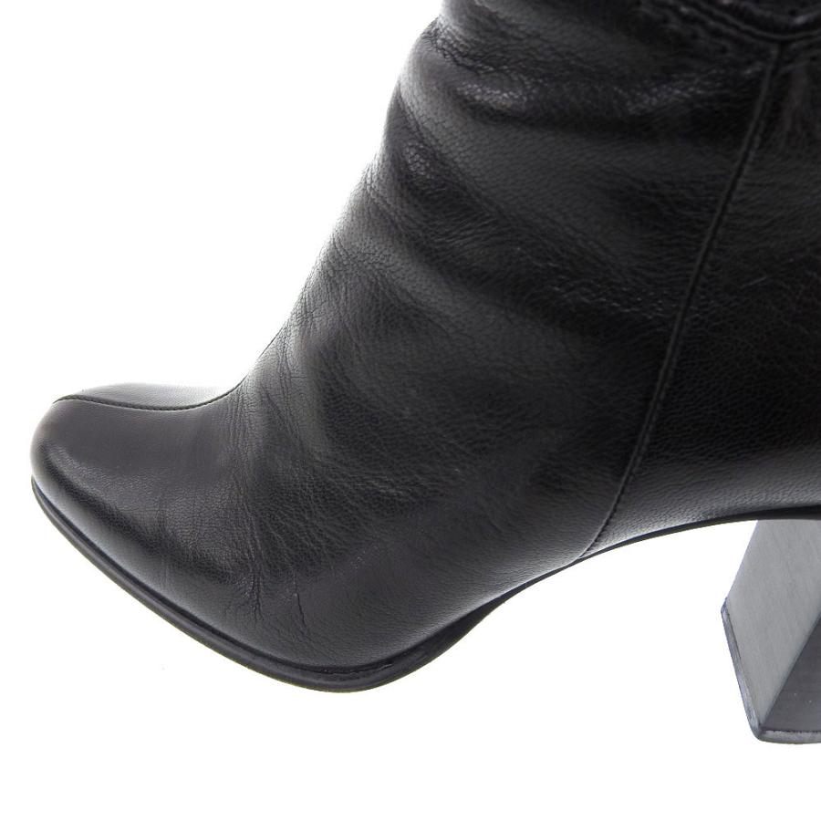 GUCCI（グッチ） ロングブーツ インターロッキングG ロゴ 靴 レザー 黒