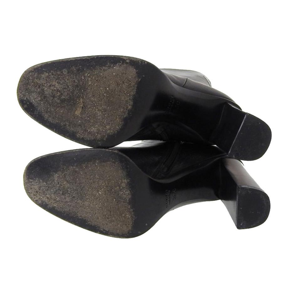 GUCCI（グッチ） ロングブーツ インターロッキングG ロゴ 靴 レザー 黒