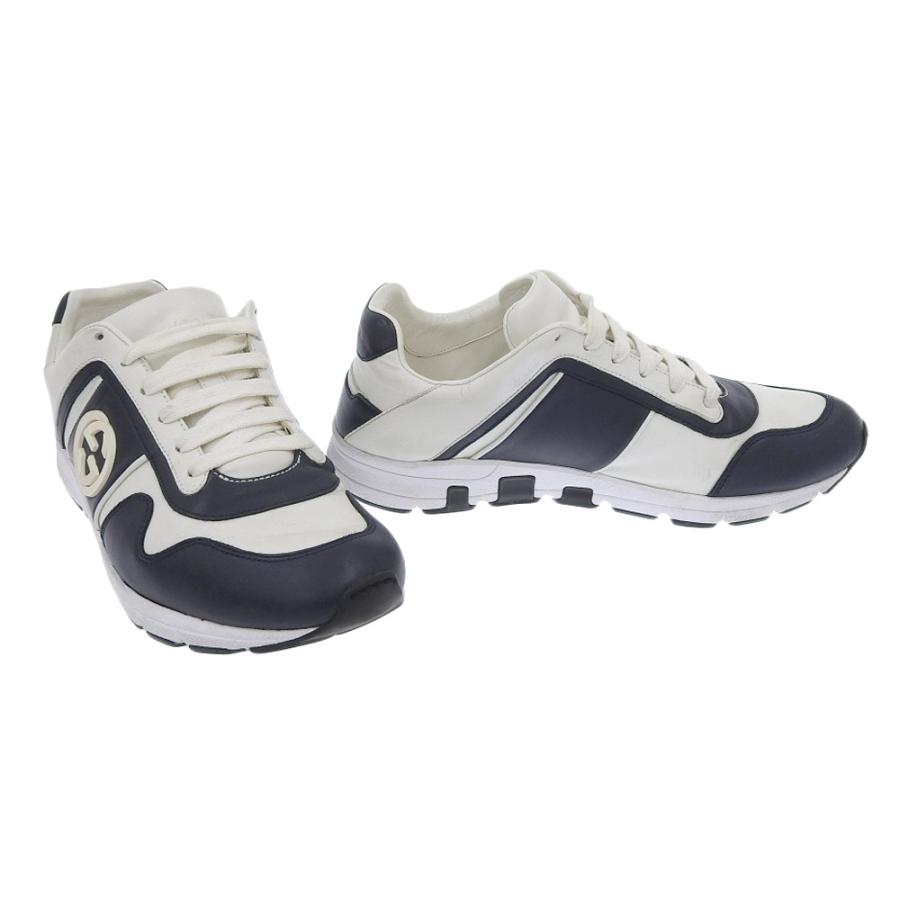 グッチ GUCCI インターロッキングG スニーカー 靴 レザー ネイビー