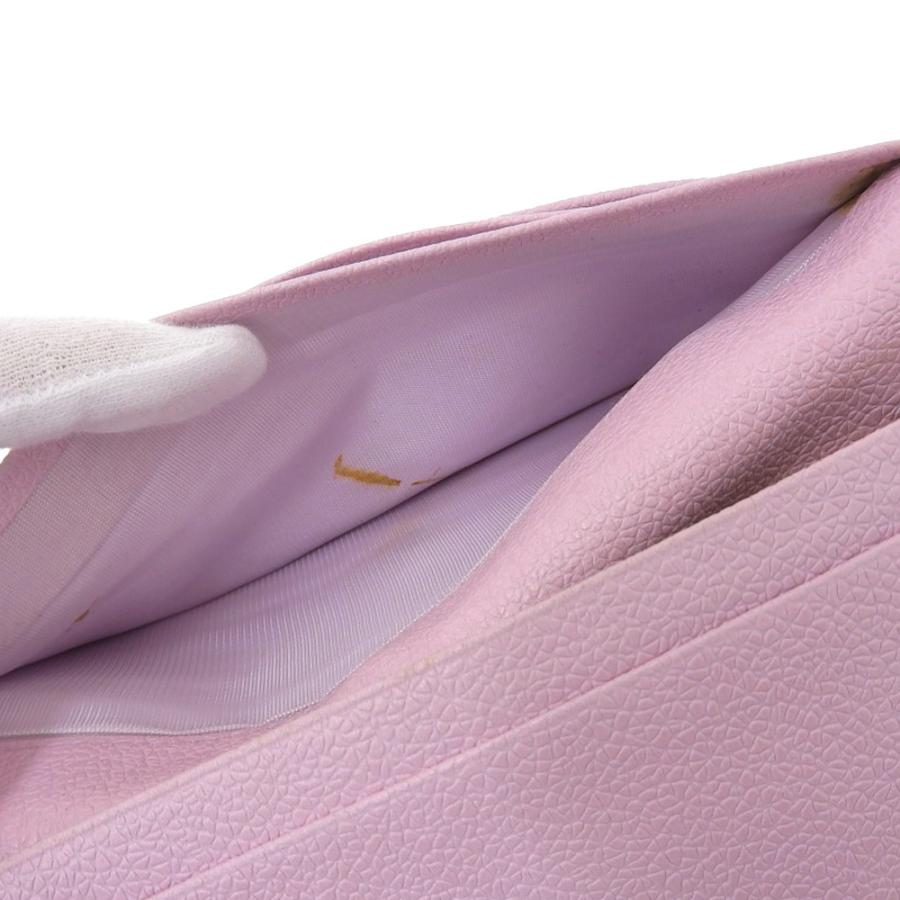 BVLGARI（ブルガリ） ロゴ ホック付 長財布 レザー ピンク 本物保証
