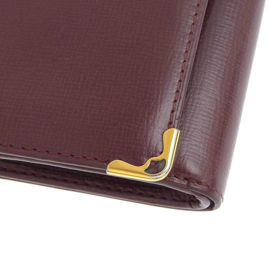 【本物保証】 箱・保付 美品 カルティエ CARTIER マストライン ホック付二つ折り財布 レザー ボルドー L3000223 ヴィンテージ アンティーク Cartier（カルティエ） マストライン ホック付二つ折り財布 レザー