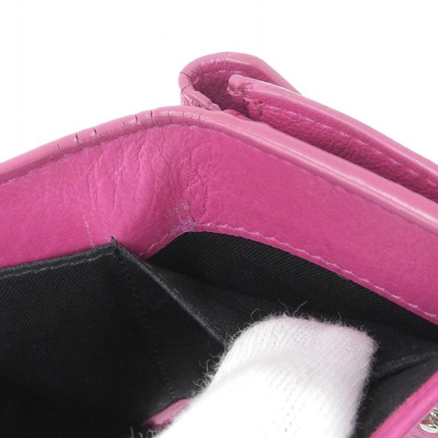 【本物保証】 布袋・箱付 バレンシアガ BALENCIAGA ペーパーミニウォレット ホック付三つ折財布 レザー ピンク 391446 PAPIER（BALENCIAGA） バレンシアガ BALENCIAGA ペーパーミニ