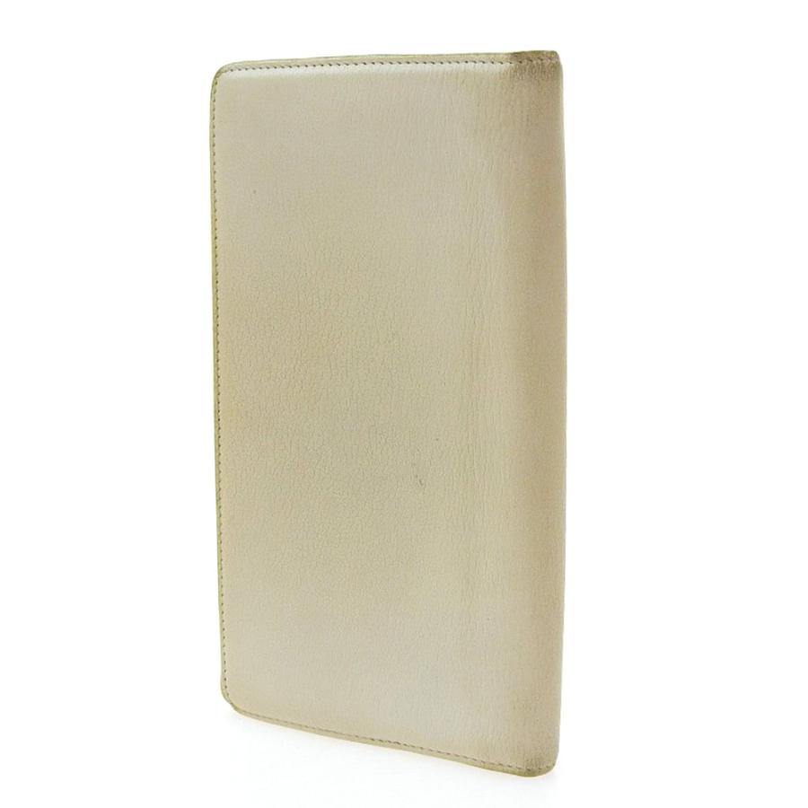 本物保証】 シャネル CHANEL カメリア 二つ折長財布 レザー オフ