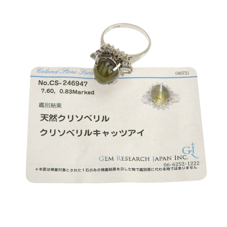 リング 指輪 Pt900 クリソベルキャッツアイ 7.60ct メレダイヤモンド