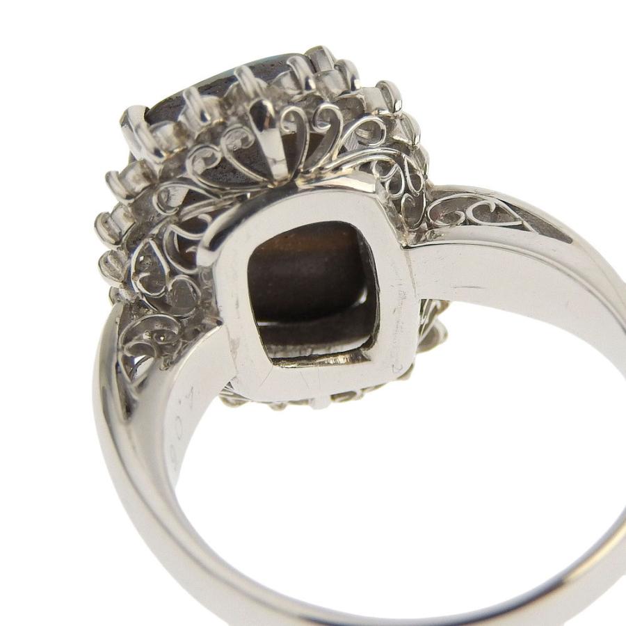 リング 指輪 プラチナ Pt900 ボルダー オパール 4.06ct メレダイヤ  