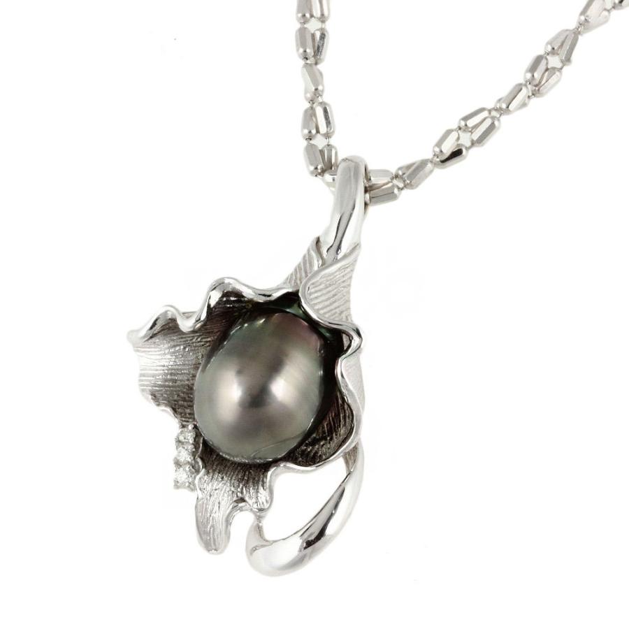 ネックレス プラチナ Pt850 K14WG ブラックパール バロックパール 