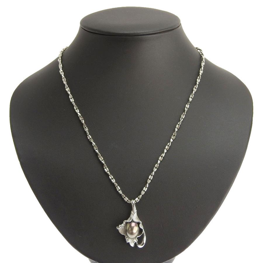 ネックレス プラチナ Pt850 K14WG ブラックパール バロックパール 
