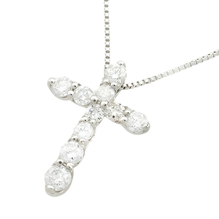 クロス ネックレス プラチナ Pt850/Pt900 メレダイヤモンド 0.50ct 