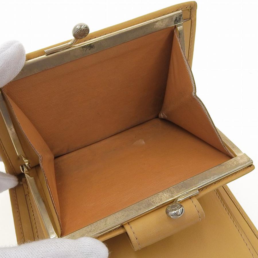 CELINE（セリーヌ） マカダムロゴ ガマ口付折財布 レザー ブラウン M13