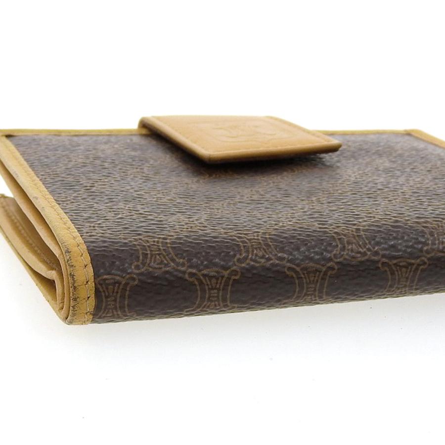 CELINE（セリーヌ） マカダムロゴ ガマ口付折財布 レザー ブラウン M13