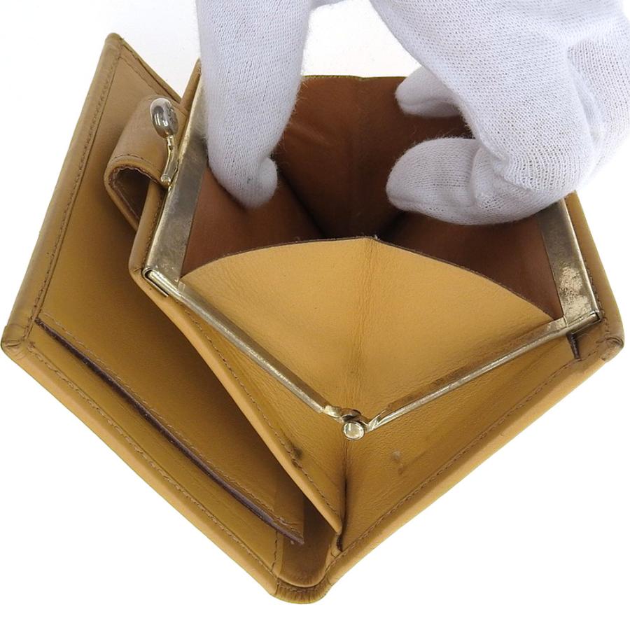 CELINE（セリーヌ） マカダムロゴ ガマ口付折財布 レザー ブラウン M13