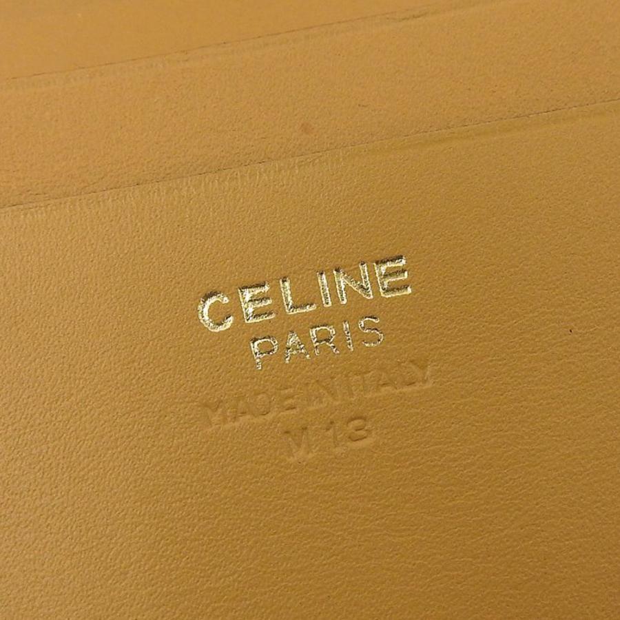 CELINE（セリーヌ） マカダムロゴ ガマ口付折財布 レザー ブラウン M13