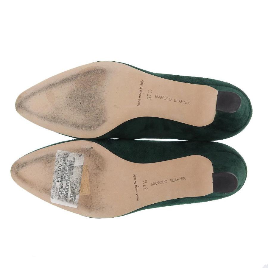マノロブラニク Manolo Blahnik パンプス ヒール 靴 スエード 緑 