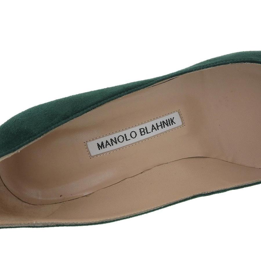 マノロブラニク Manolo Blahnik パンプス ヒール 靴 スエード 緑 グリーン 本物保証 箱付 美品