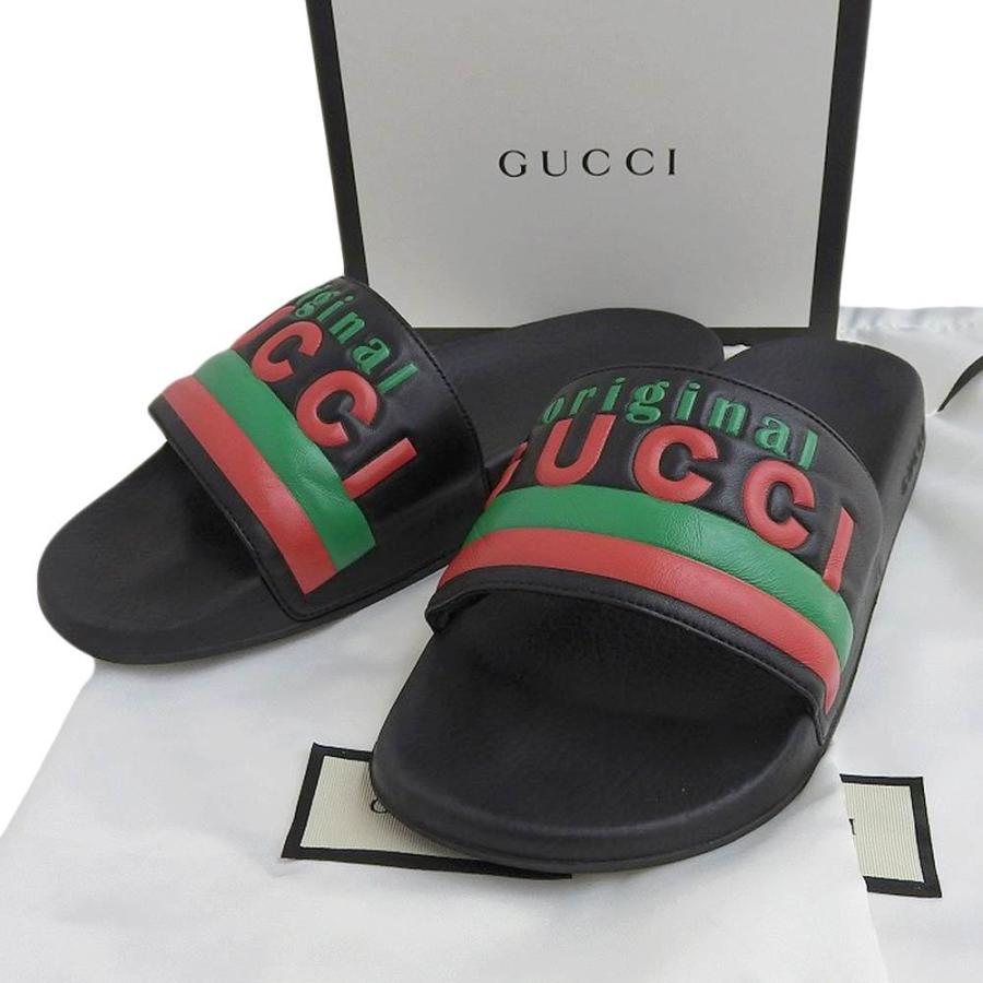 GUCCI シャワーサンダル　シェリーライン GUCCI（グッチ） シェリーライン シャワーサンダル レザー ラバー 黒
