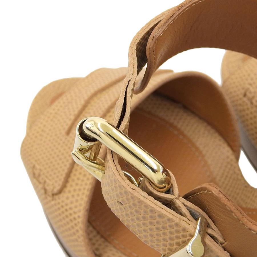 FENDI フェンディ サンダル 靴 ブラウン レザー351/2 レディース 本物  