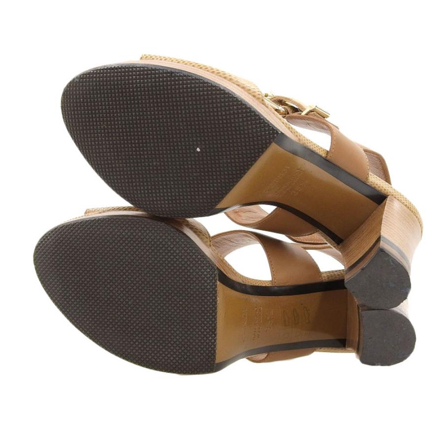 FENDI フェンディ サンダル 靴 ブラウン レザー351/2 レディース 本物  