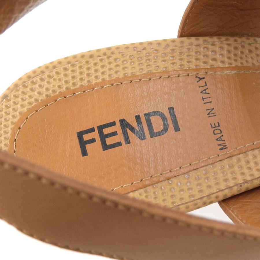 FENDI フェンディ サンダル 靴 ブラウン レザー351/2 レディース 本物  