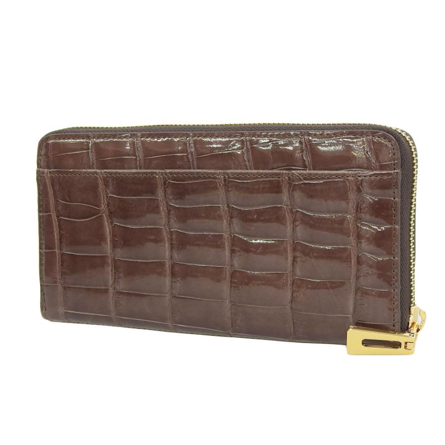 本物保証】 箱付 未使用 ラウンドファスナー長財布 クロコダイル