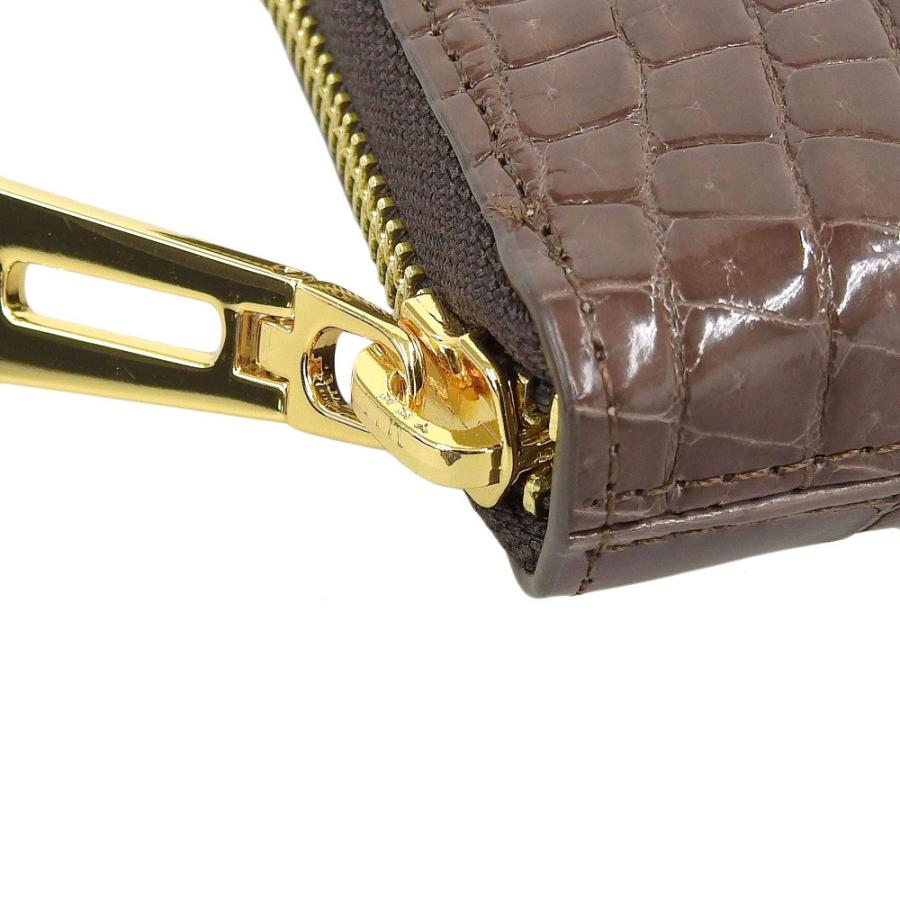 ラウンドファスナー長財布 クロコダイル シャイニング ダークブラウン  