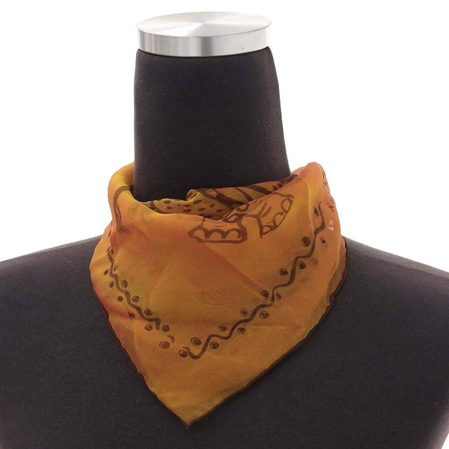 「美品」HERMES（エルメス）のスカーフ、カレ40 シルク素材で肌触りが素敵 HERMES（エルメス） カレ40 スカーフ 荷物を運ぶ象 シルク イエロー系