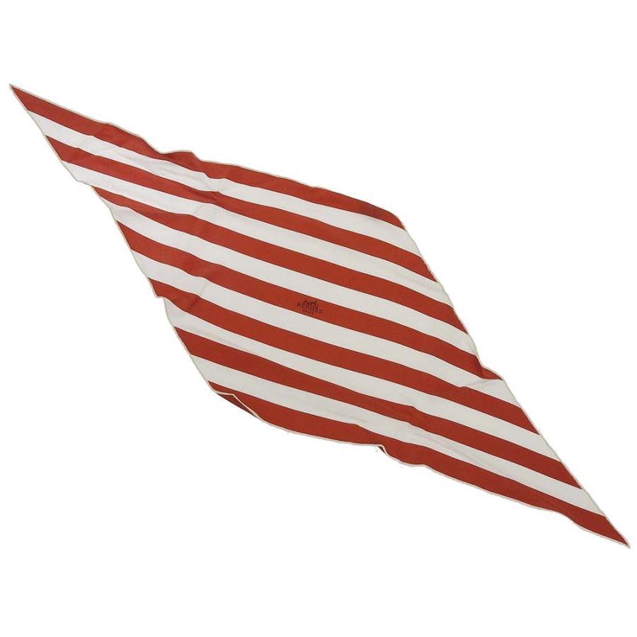 シルク スカーフ 赤と白のストライプ