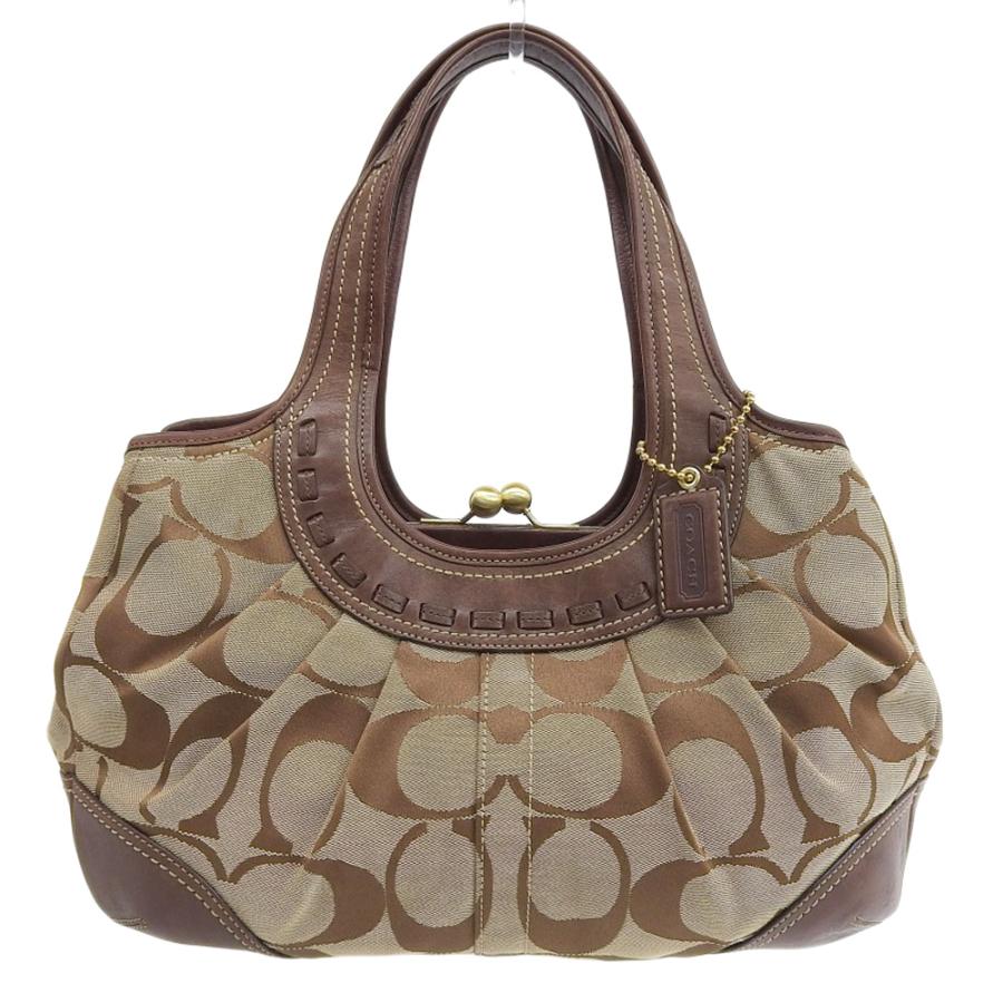 COACH（コーチ） シグネチャーがま口 ハンドバッグ キャンバス
