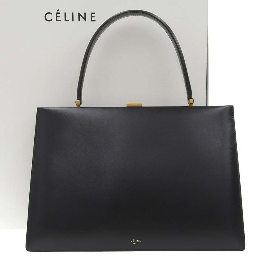 CELINE（セリーヌ） クラスプミディアム ハンドバッグ レザー 黒