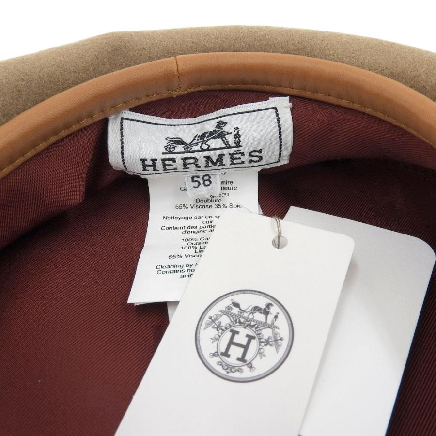 エルメス　ベレー帽　カシミア100% ベージュ HERMES エルメス モッチ ベレー帽 58 カシミヤ アンゴラ 毛 ベージュ