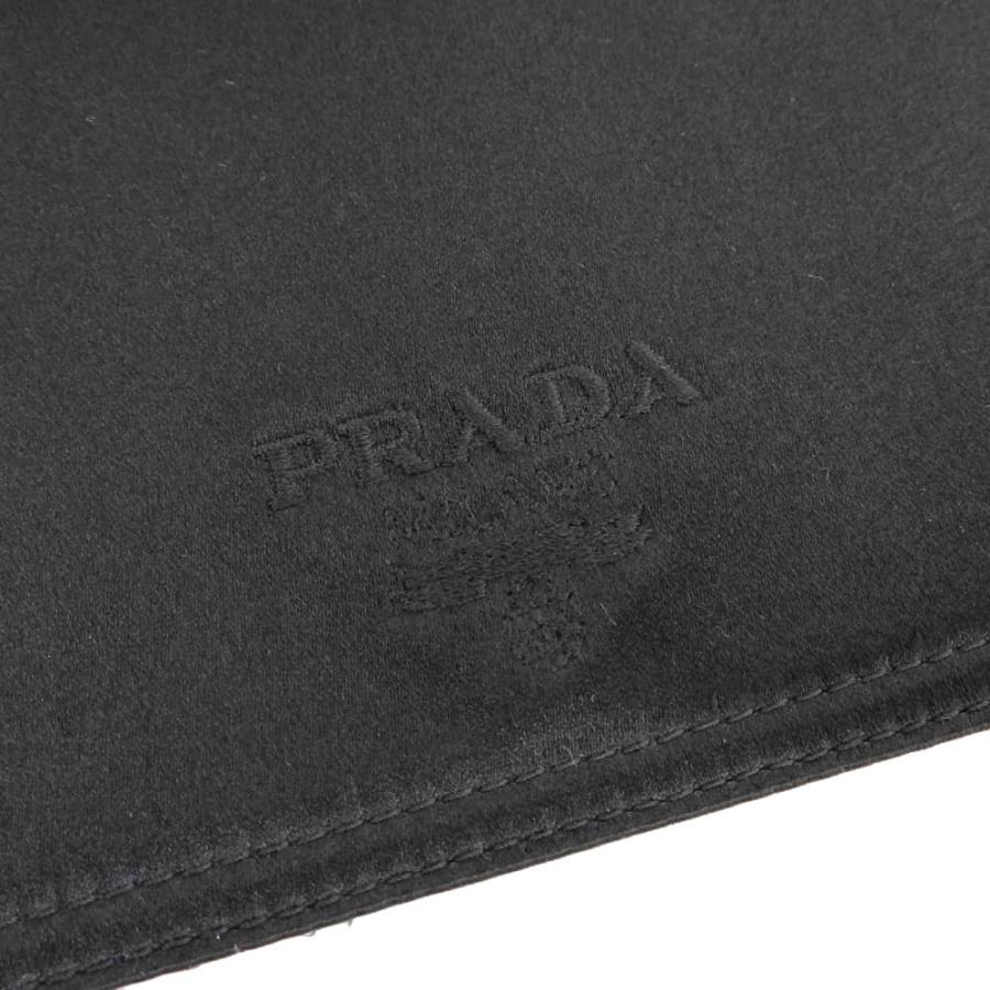 美品PRADA ブラックサテン パーティー黒バッグストーン PRADA プラダ パーティバッグ ハンドバッグ サテン ブラック 黒