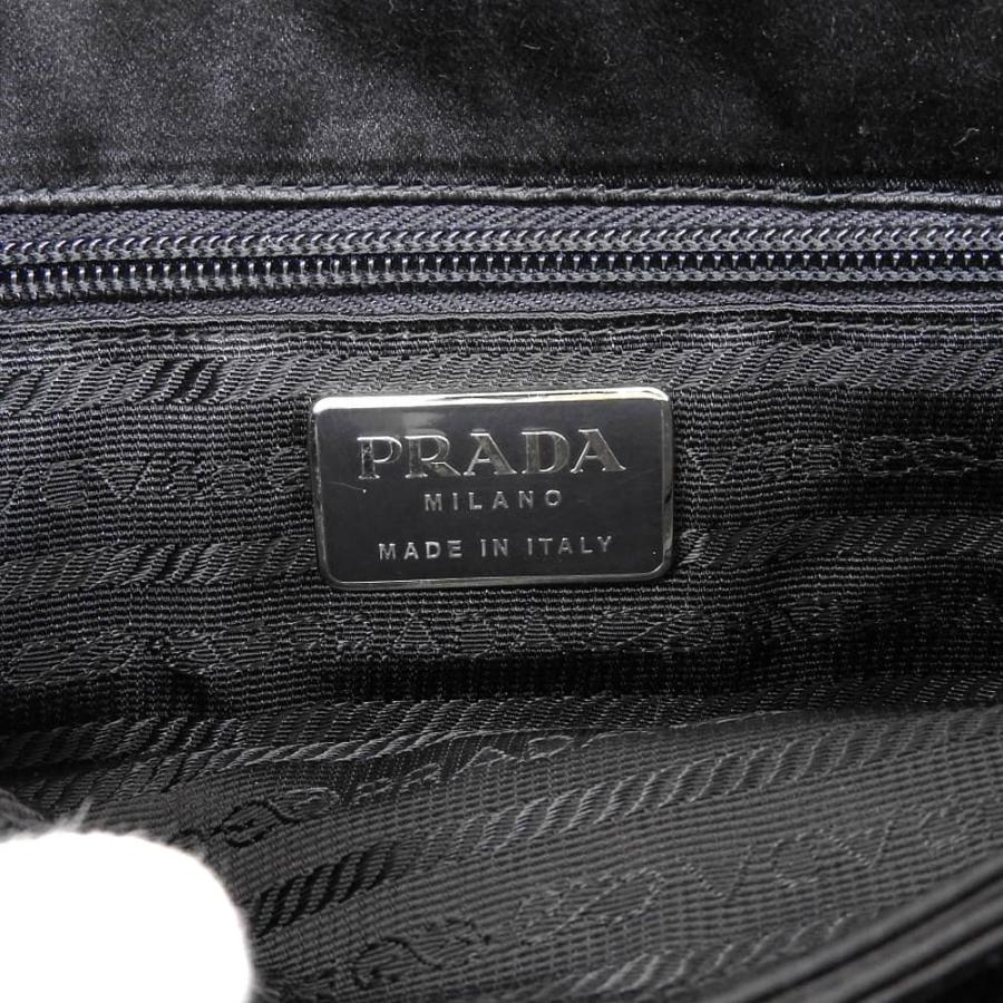 美品PRADA ブラックサテン パーティー黒バッグストーン PRADA プラダ パーティバッグ ハンドバッグ サテン ブラック 黒