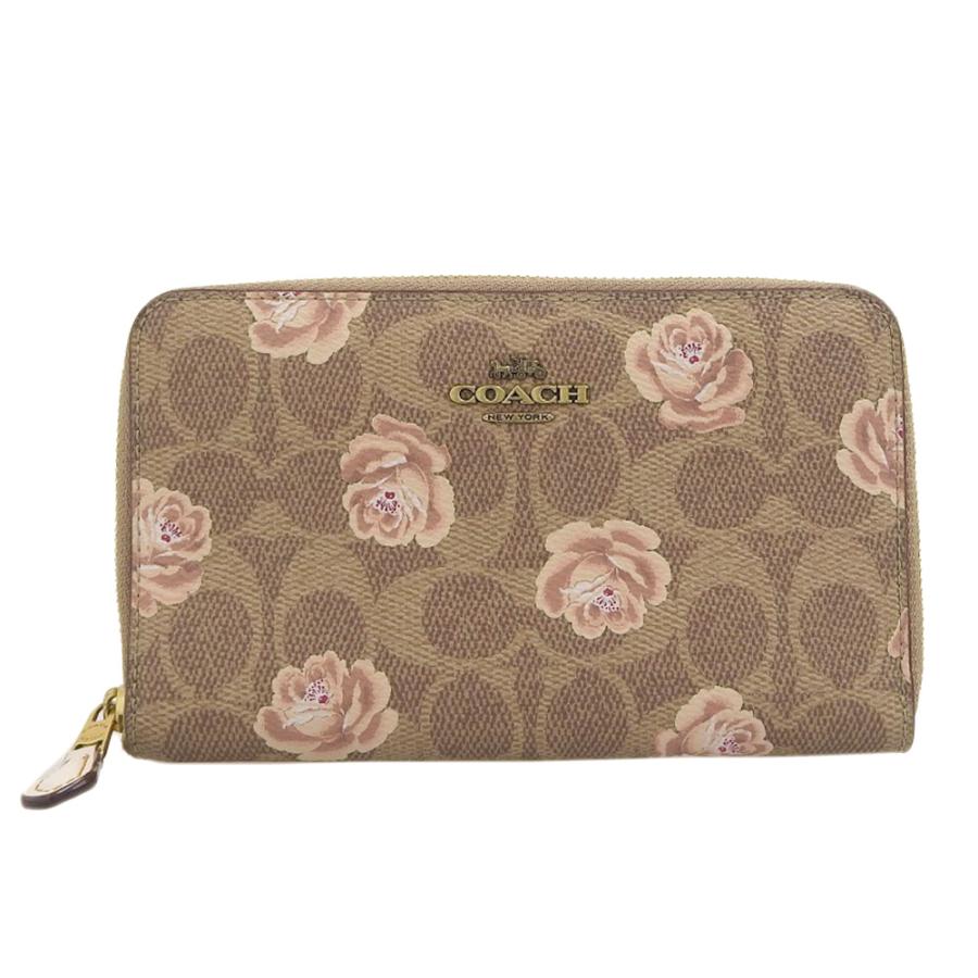 COACH（コーチ） ミディアムジップアラウンド シグネチャー フラワー