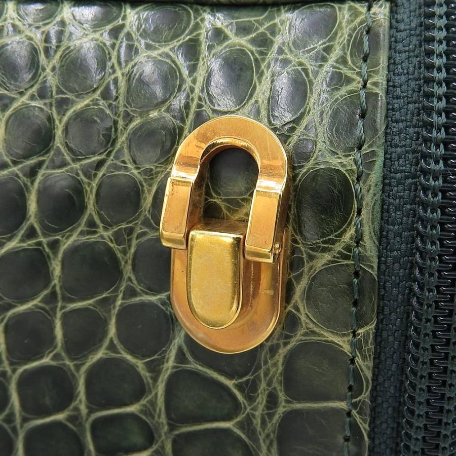 【美品】クワンペン クロコダイル ハンドバッグ 2way 肩掛け GENUINE クワンペン KWANPEN ハンドバッグ クロコダイル グリーン