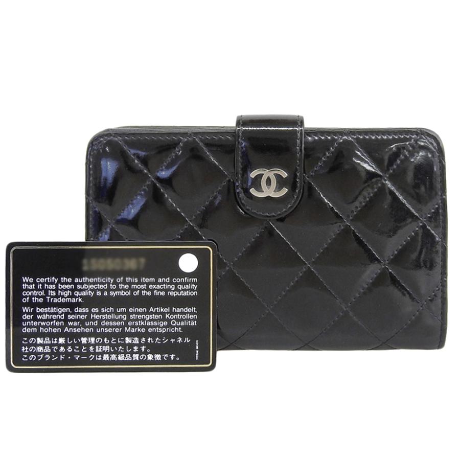 [美品]CHANEL エナメル折り財布 CHANEL シャネル エナメル 三つ折り 財布 コンパクトウォレット