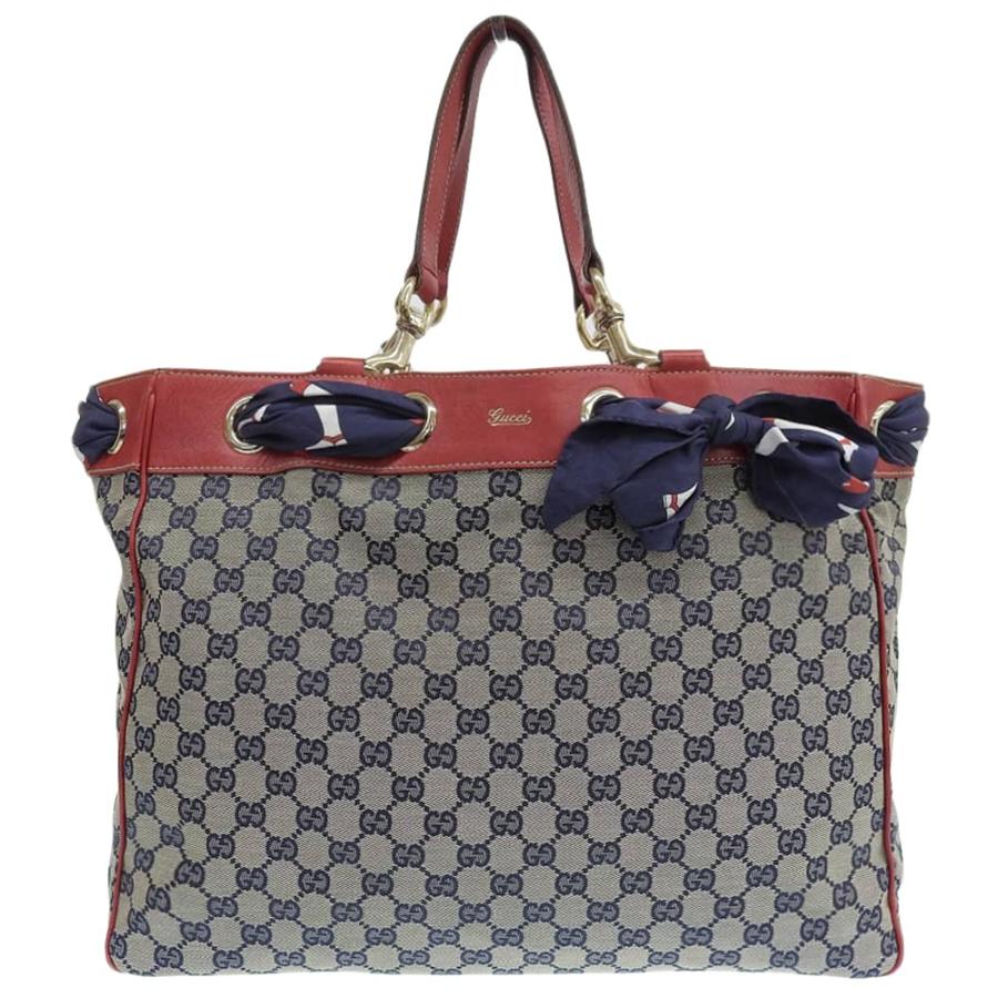 GUCCI ベロア ハンドバッグ・スカーフ セット ネイビー GUCCI - GUCCI ベロア ハンドバッグ・スカーフ セット ネイビーの通販