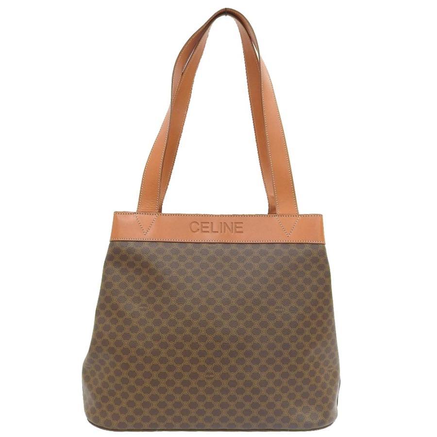 CELINE セリーヌ マガダム柄 ハンドバッグ トートバッグ ブラウン CELINE（セリーヌ） マカダム柄 トートバッグ レザー コーティング