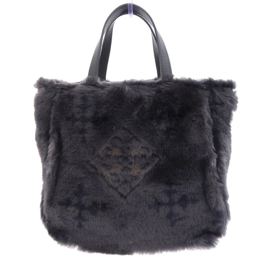 russet（ラシット） ファーバッグ ハンドバッグ グレー 軽い 本物保証