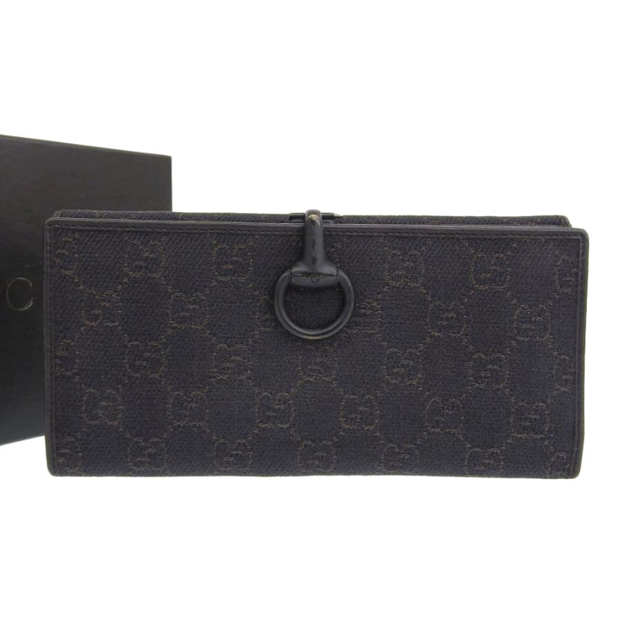 【本物保証】 箱付 グッチ GUCCI GGキャンバス ホースビット 長財布 101602 3661 ブラック ヴィンテージ GGキャンバス グッチ GUCCI ホースビット 長財布 101602 3661 ブラック