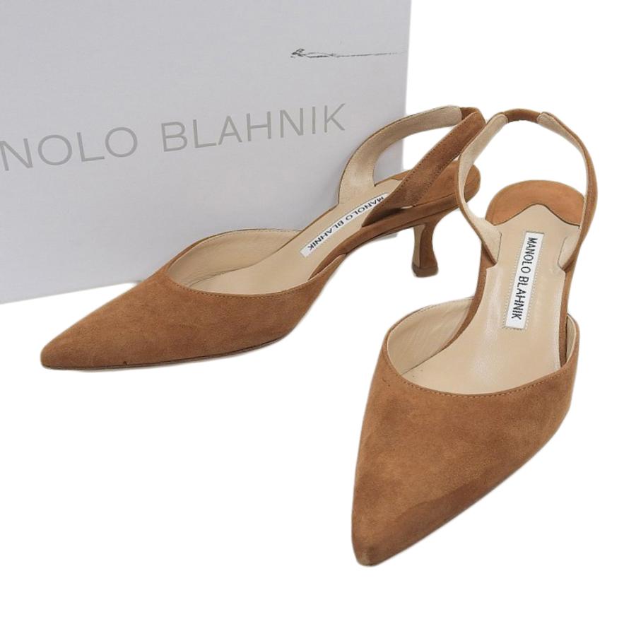 MANOLO BLAHNIK ポインテッドトゥ スエードレザーフラットシューズ MANOLO BLAHNIK（マノロブラニク） ピンヒール ハイヒール 37 約24.0cm