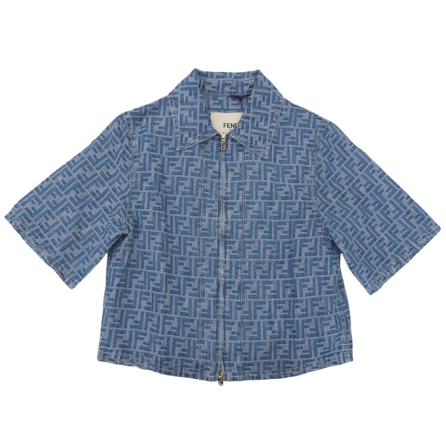 現行✨極美品】FENDI フェンディ 総柄 FFロゴ デニム半袖 ジャケット M FENDI（フェンディ） FENDI FF柄 半袖 ジャケット FLF790 AS8K 36