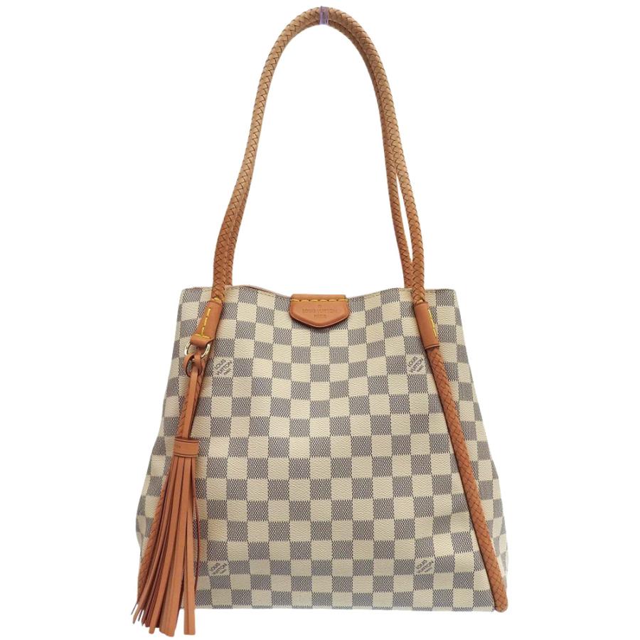 LOUIS VUITTON ルイ ヴィトン ダミエアズール プロプリアノ トートバッグ ショルダーバッグ セミショルダー フリンジ 編込み N44027 プロプリアノ ルイヴィトン LOUIS VUITTON ダミエ アズール N44027