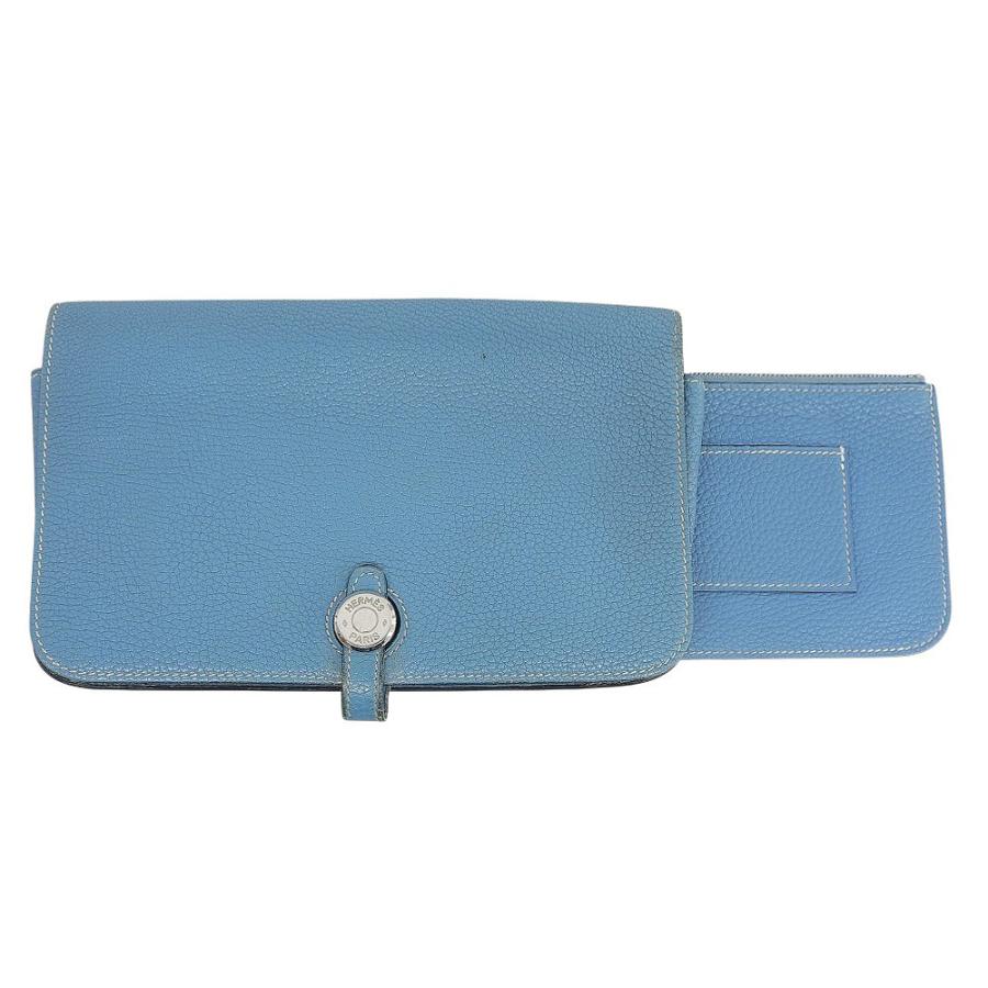 エルメス 長財布 ドゴン GM デュオ ブルージーン シルバー金具 Dogon エルメス HERMES ドゴンGM □G刻印 長財布 トリヨンクレマンス
