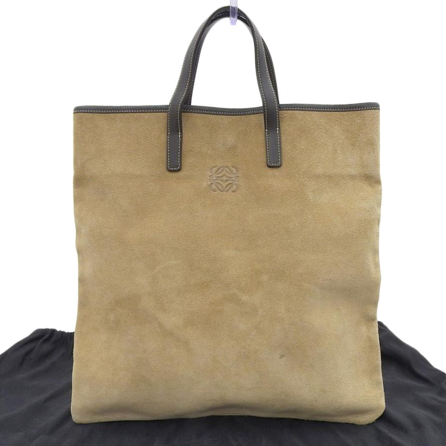 LOEWE（ロエベ） アナグラム ハンドバッグ スエード×レザー ベージュ