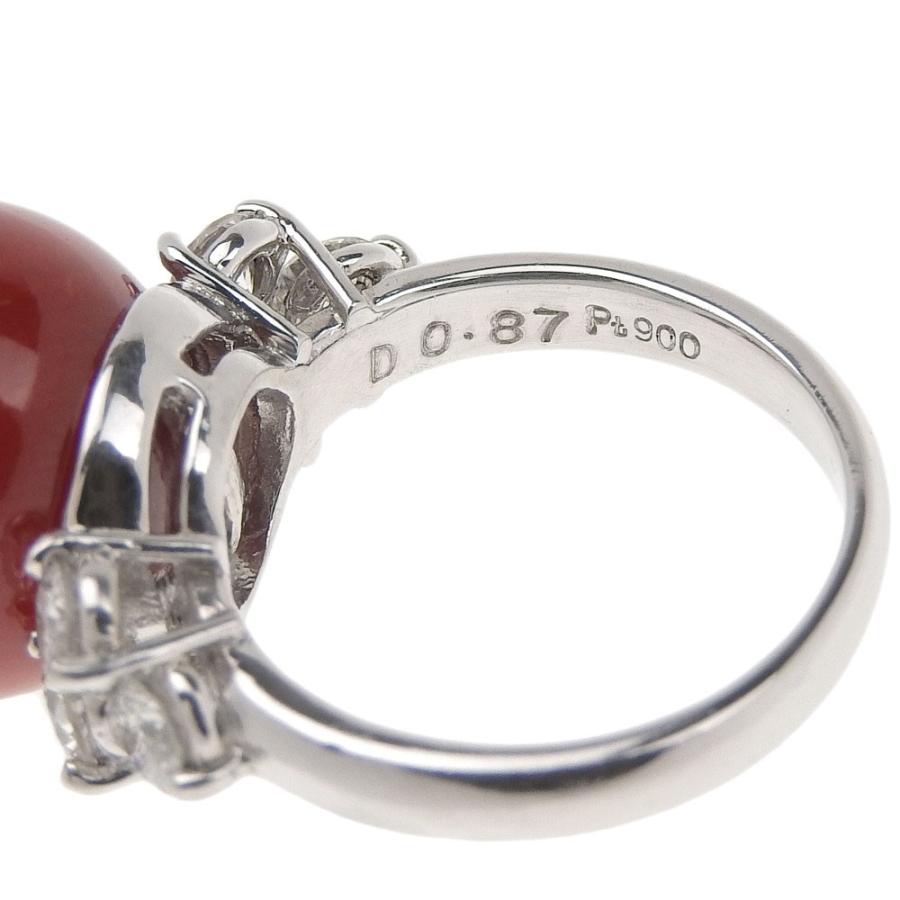 PT900 ダイヤモンド0.25ct血赤サンゴ8.4mm リング9.5号 PT900 ダイヤモンド0.25ct血赤サンゴ8.4mm リング9.5号