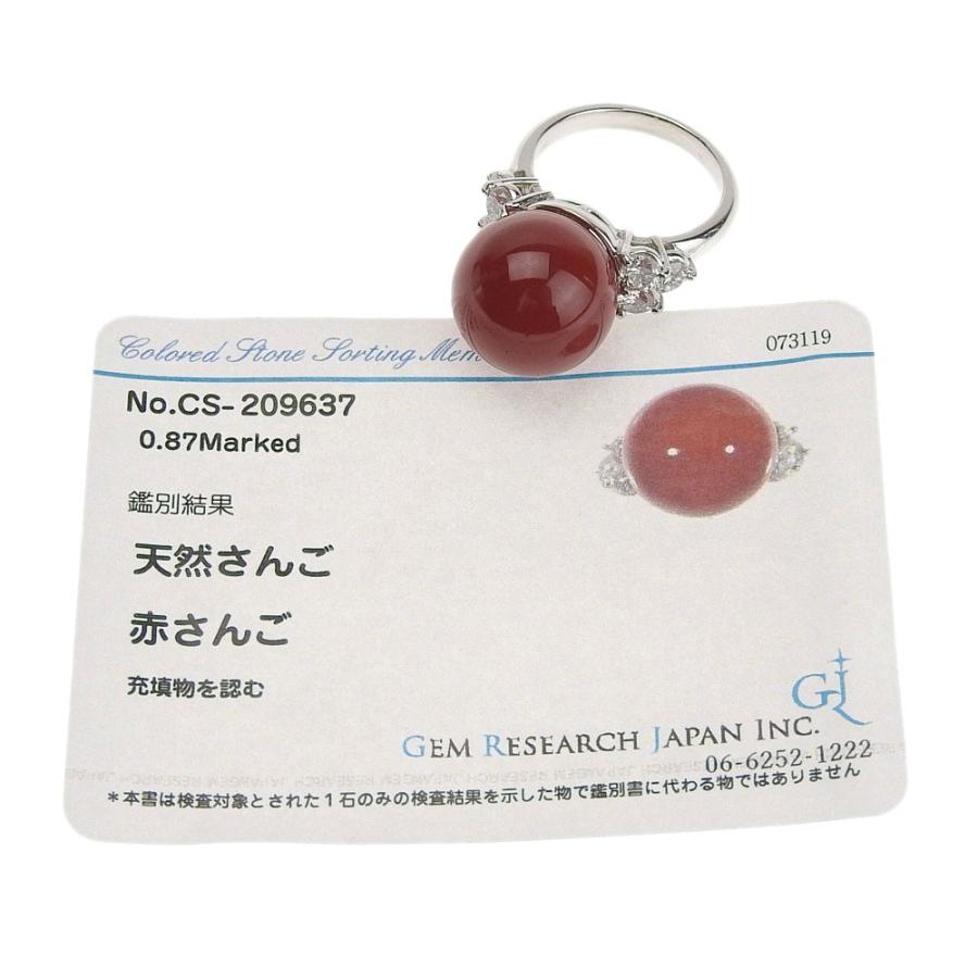 PT900 ダイヤモンド0.25ct血赤サンゴ8.4mm リング9.5号 PT900 ダイヤモンド0.25ct血赤サンゴ8.4mm リング9.5号